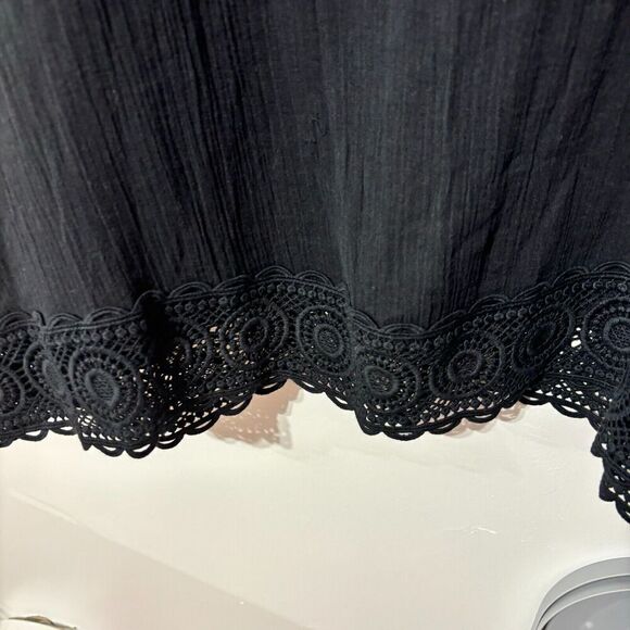 La Blanca Women's Tunic Swim Cover-Up Black Large Solid Short Sleeve V-Neck - Picture 4 of 10